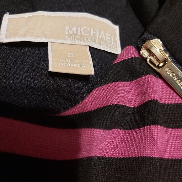 Pink and black Michael Kors Striped Ponte Dress - Picture 6 of 7